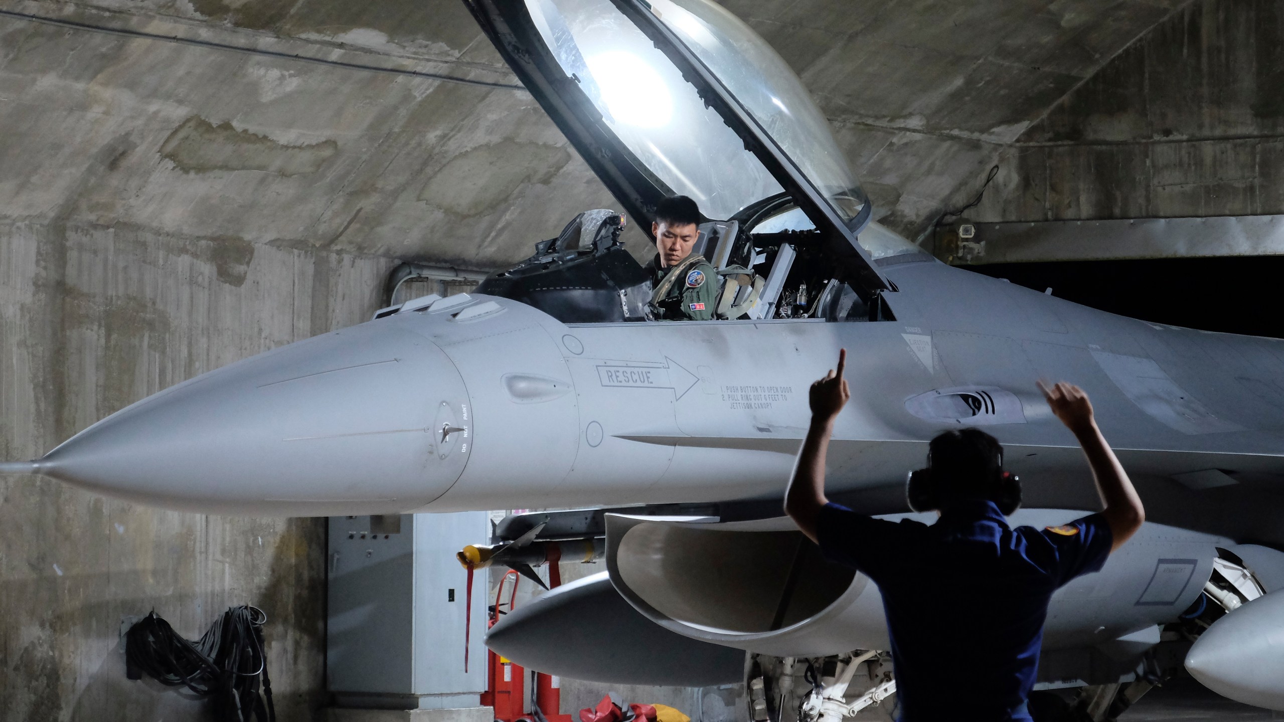 FILE - A Taiwanese Air Force F16V fighter jet takes part in night drill from the Hualien Airbase in Taiwan's southeastern Hualien county