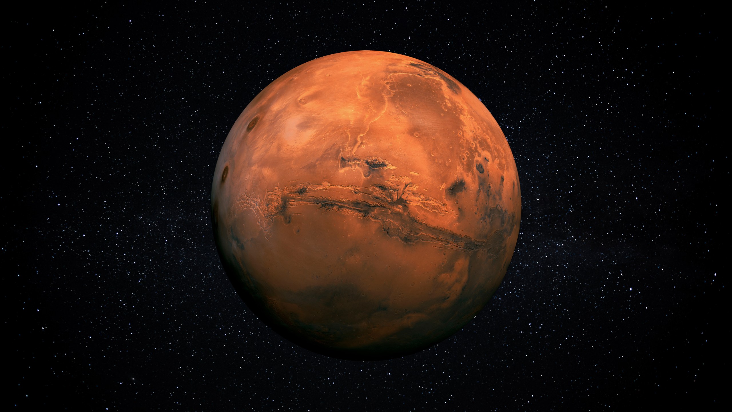 A picture of the planet Mars.