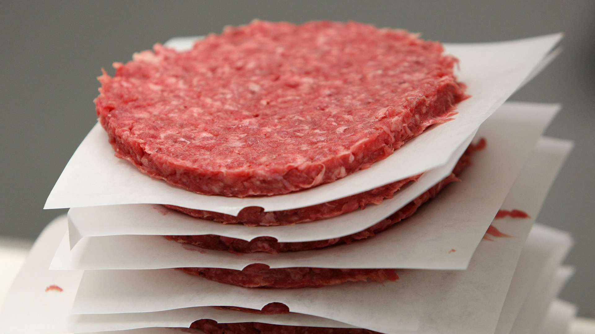 A stack of ground beef patties