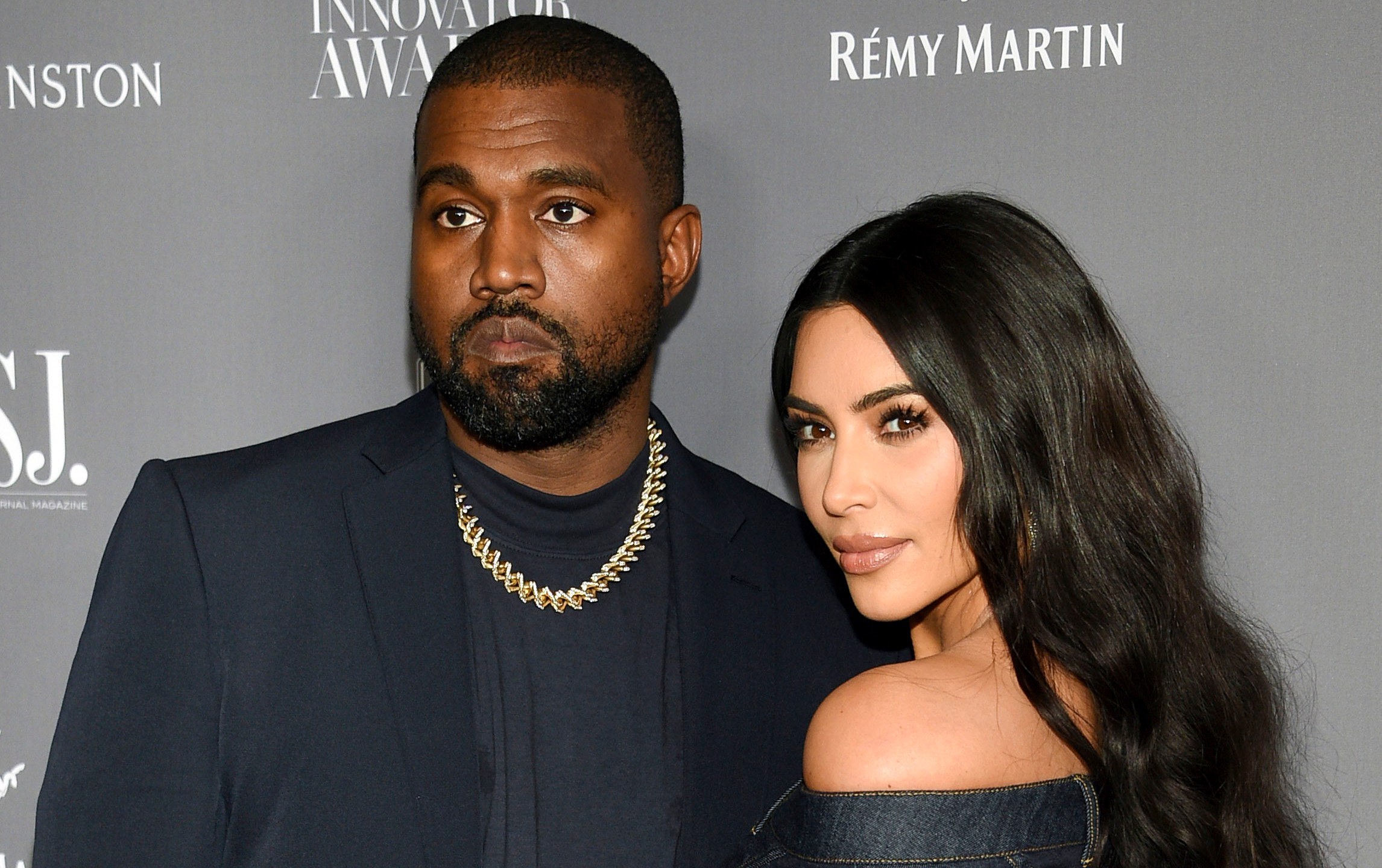 Kanye West, Kim Kardashian West pose at awards show