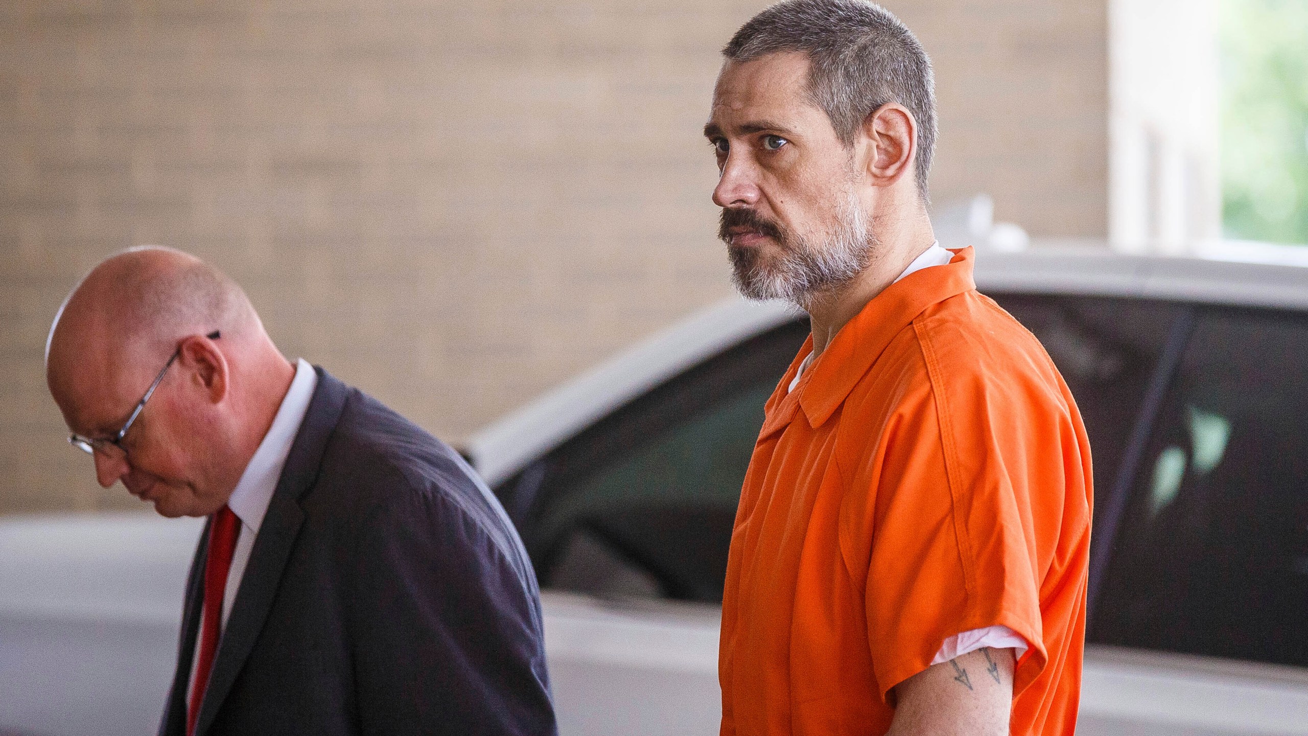 Casey White arrives at the Lauderdale County Courthouse for a sentence hearing in Florence, Ala., Thursday, June 8 2023. Casey Cole White is scheduled to be sentenced Thursday following his guilty plea last month to escape charges related to his 11 days on the run last year with jailer Vicky White. (Dan Busey/The TimesDaily via AP)