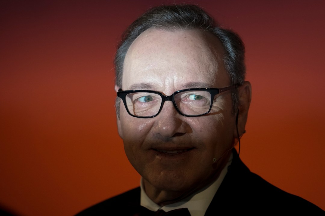 FILE - Actor Kevin Spacey smiles upon his arrival at the National Museum of Cinema in Turin, Italy, Monday, Jan. 16, 2023. Double Academy Award-winner Kevin Spacey goes on trial in London this week, accused of sexual offenses against four men in Britain. Spacey, 63, faces a dozen charges, which he denies. His trial starts Wednesday at Southwark Crown Court. (AP Photo/Luca Bruno, File)