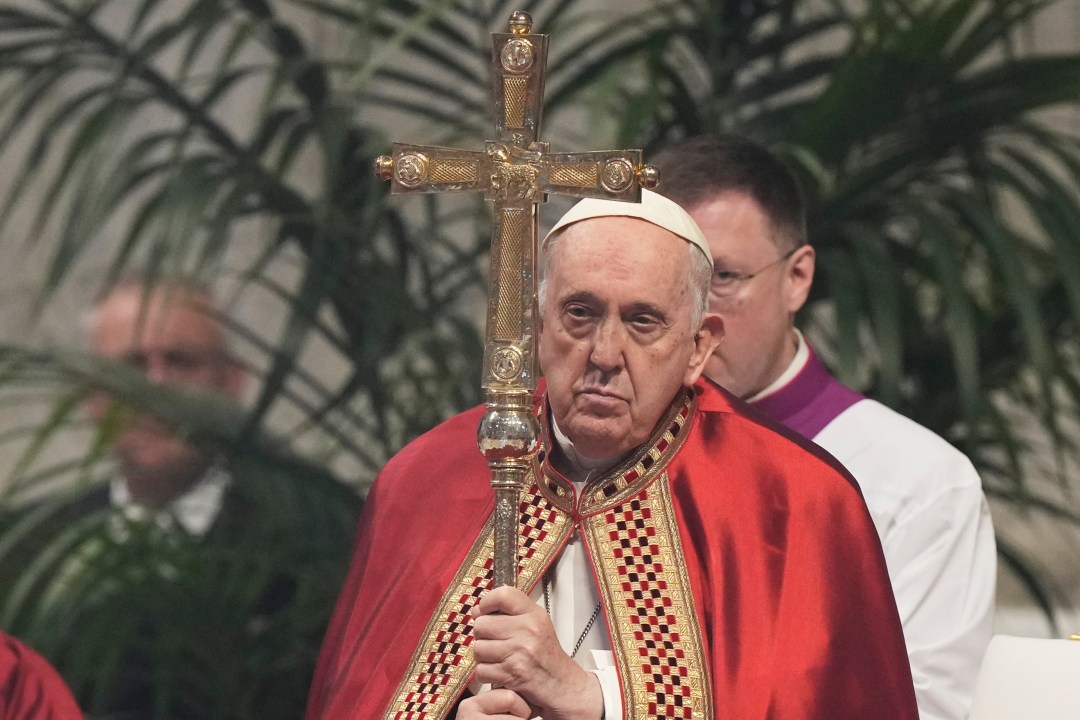 FILE - Pope Francis presides over a mass on St. Peter and Paul's Day in St. Peter's Basilica at The Vatican on June 29, 2023. Women who say they were abused by a once-prominent Jesuit artist said Tuesday they had been revictimized by his superiors, saying Pope Francis’ recent gestures and an apparent effort to exonerate him publicly showed church pledges of “zero tolerance” were just a “publicity stunt.” (AP Photo/Andrew Medichini, File)