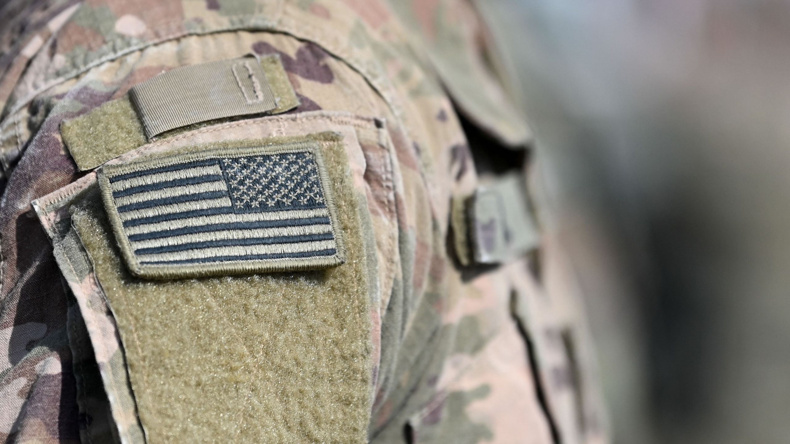 American flag on soldier's uniform
