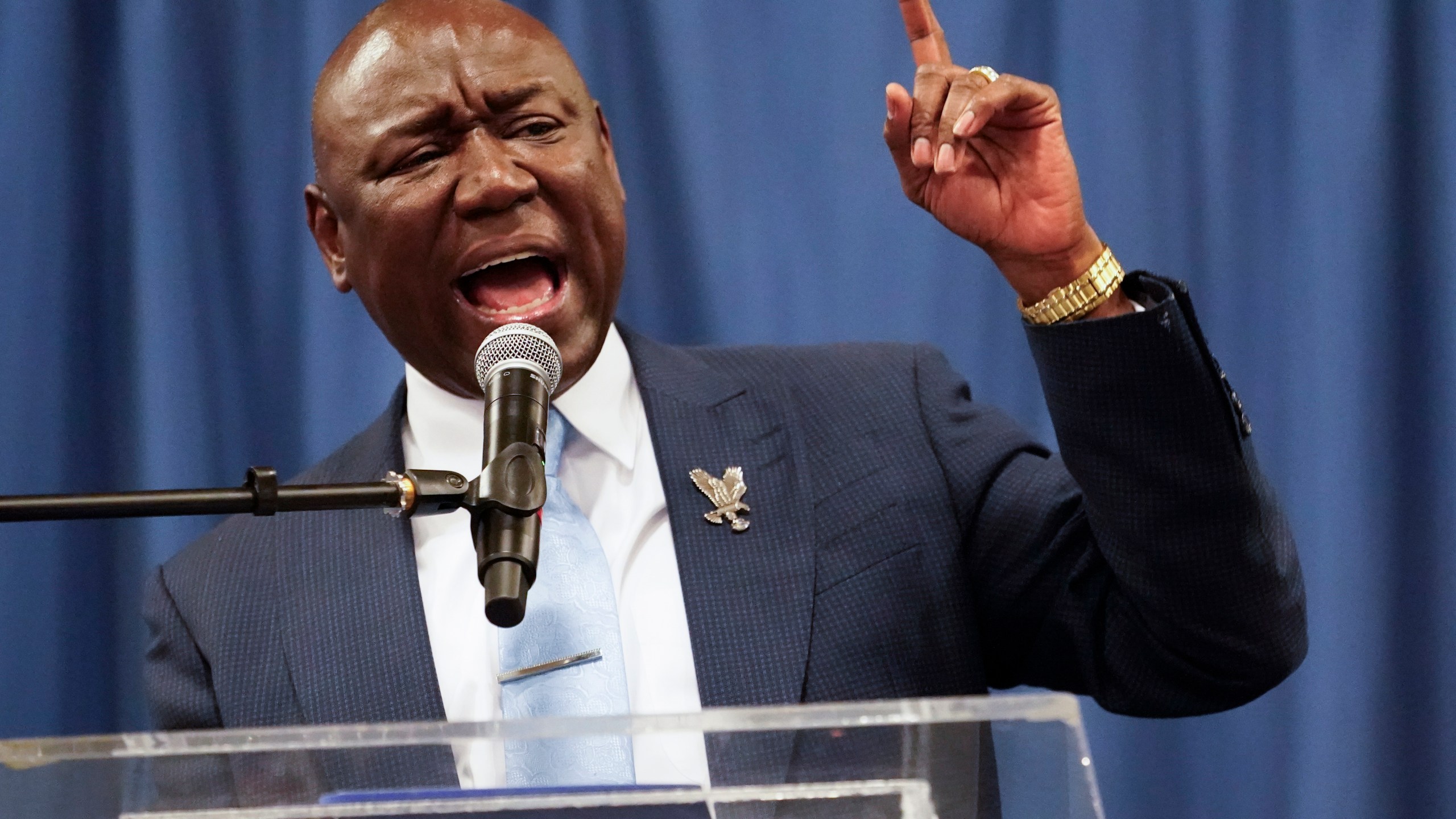 Attorney Ben Crump speaks during rally at Tennessee State University