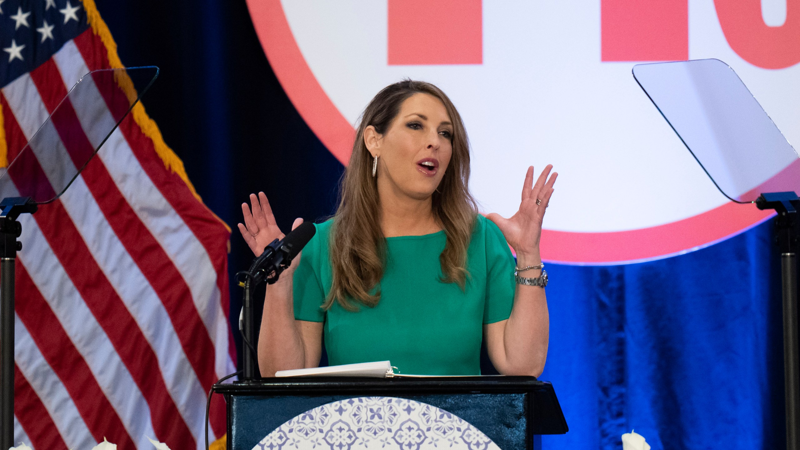 Republican National Committee Chair Ronna McDaniel speaks at the committee's winter meeting in Dana Point, Calif., Jan. 27, 2023. A fourth Republican presidential debate has been set for Dec. 6 in Tuscaloosa, Ala., with heightened polling requirements that could make the stage less crowded than before. (AP Photo/Jae C. Hong, File)