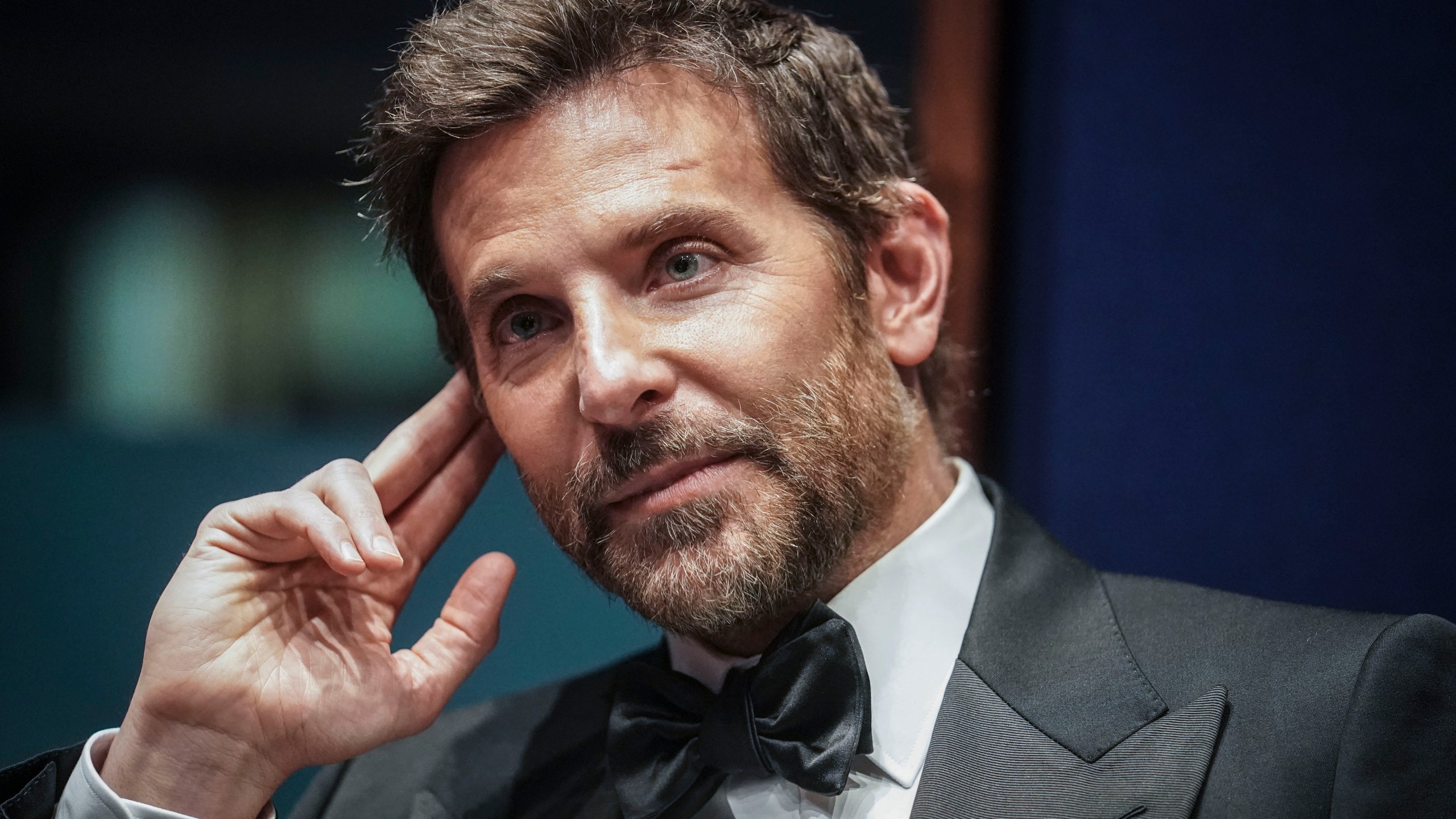 Actor and director Bradley Cooper listens during an interview, Wednesday, Feb. 14, 2024, in New York. (AP Photo/Bebeto Matthews)