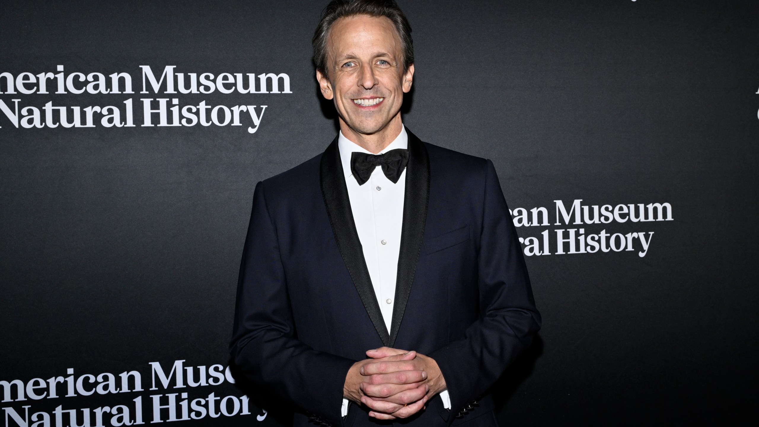 FILE - Seth Meyers attends the American Museum of Natural History's Museum Gala in New York on Nov. 30, 2023. Meyers celebrates his tenth year hosting "Late Night with Seth Meyers." (Photo by Evan Agostini/Invision/AP, File)