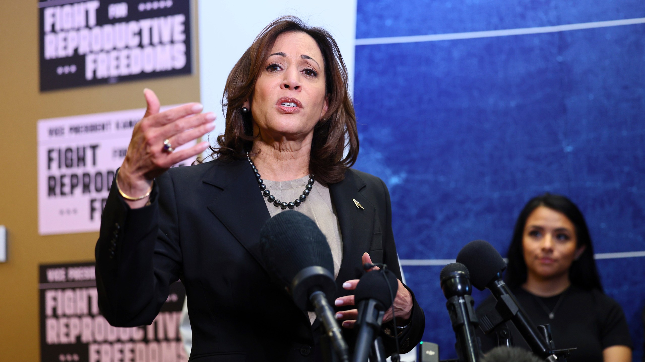 Vice President Kamala Harris speaks at Planned Parenthood, Thursday, March. 14, 2024, in St. Paul, Minn. (AP Photo/Adam Bettcher)