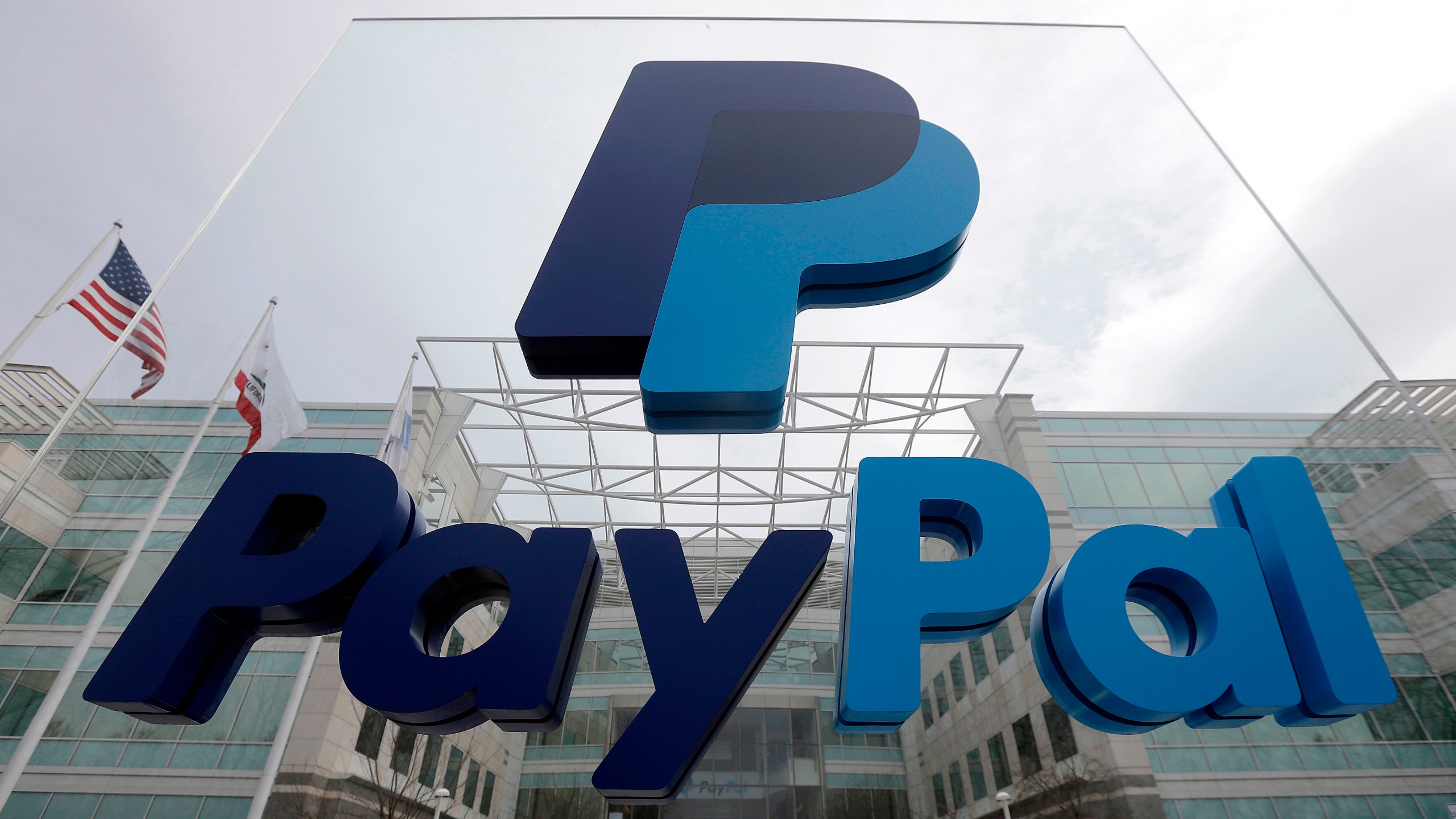 a paypal sign outside a building