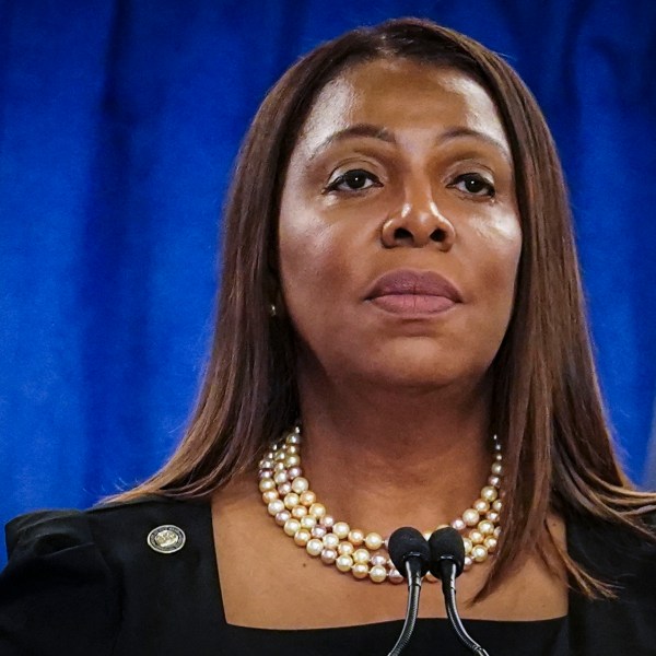 FILE - New York Attorney General Letitia James speaks during a press briefing, Feb. 16, 2024, in New York. Republican presidential candidate former President Donald Trump could find out Monday, March 25, how New York state aims to collect over $457 million he owes in his civil business fraud case, even as he appeals the verdict that led to the gargantuan debt. After James won the judgment, she didn't seek to enforce it during a legal time-out for Trump to ask an appeals court for a reprieve from paying up. (AP Photo/Bebeto Matthews, File)