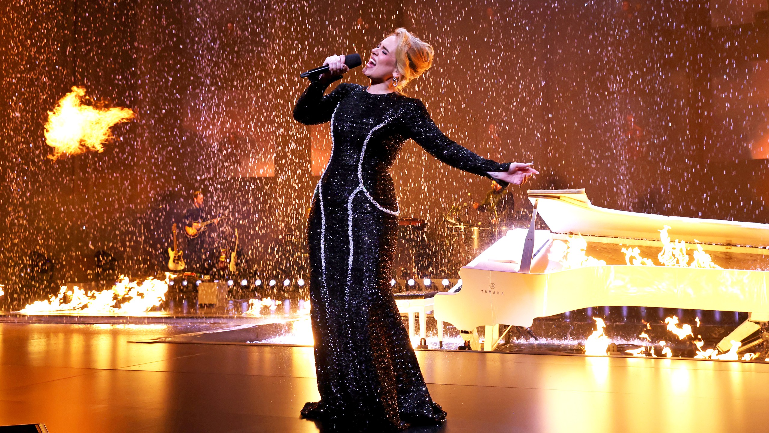 Adele performs onstage in Las Vegas