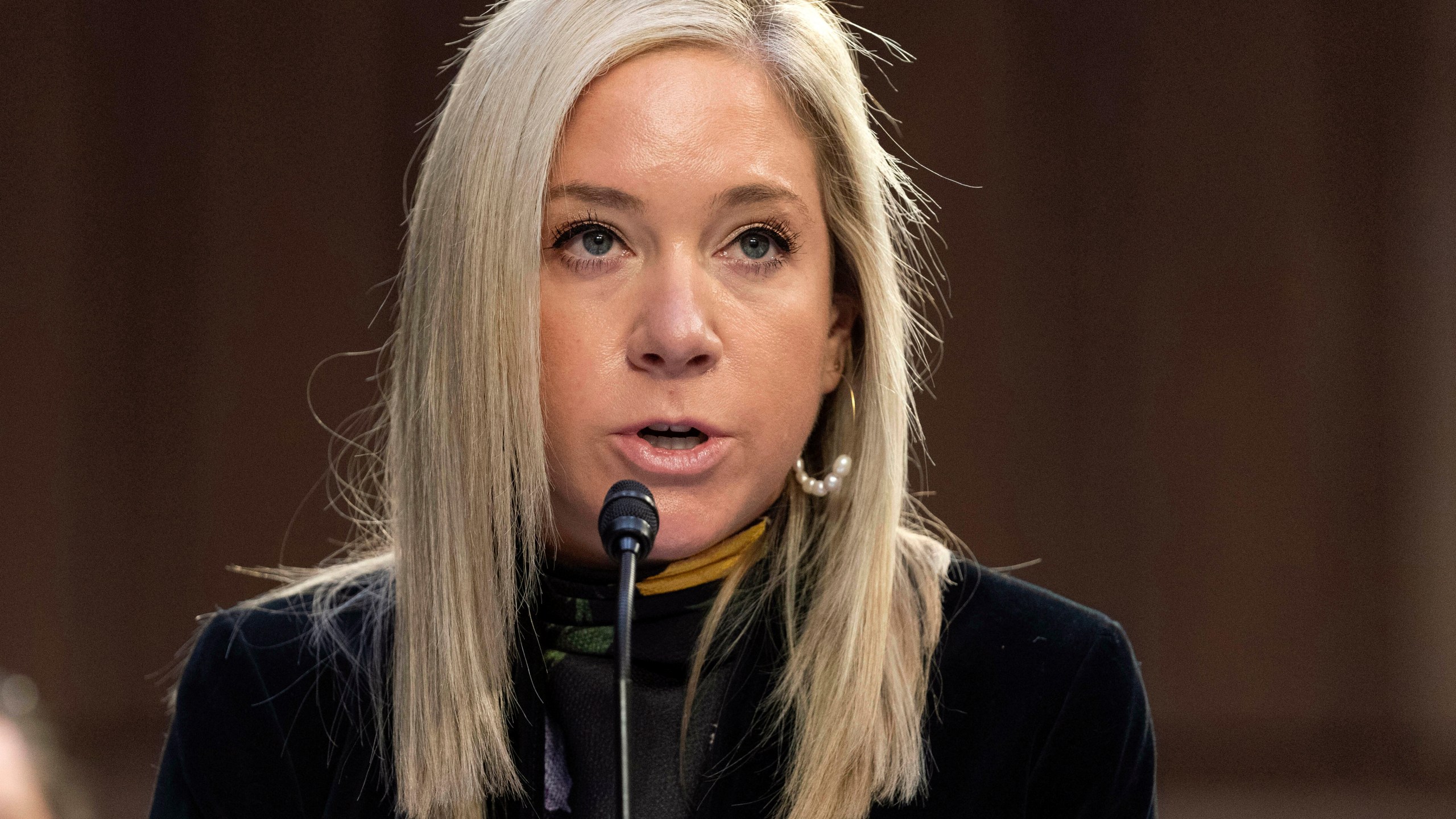FILE - Amanda Zurawski testifies before a Senate Judiciary Committee hearing on Capitol Hill in Washington, April 26, 2023. As he campaigns for a second term, President Joe Biden is highlighting how women’s health has been affected by the overturning of federal abortion protections. His campaign is getting help from two women who say abortion restrictions put them in medical peril. Zurawski, of Texas, and Kaitlyn Joshua, of Louisiana, say their personal experiences are driving them to campaign for Biden in North Carolina and Wisconsin over the next two weeks. (AP Photo/Jose Luis Magana, File)