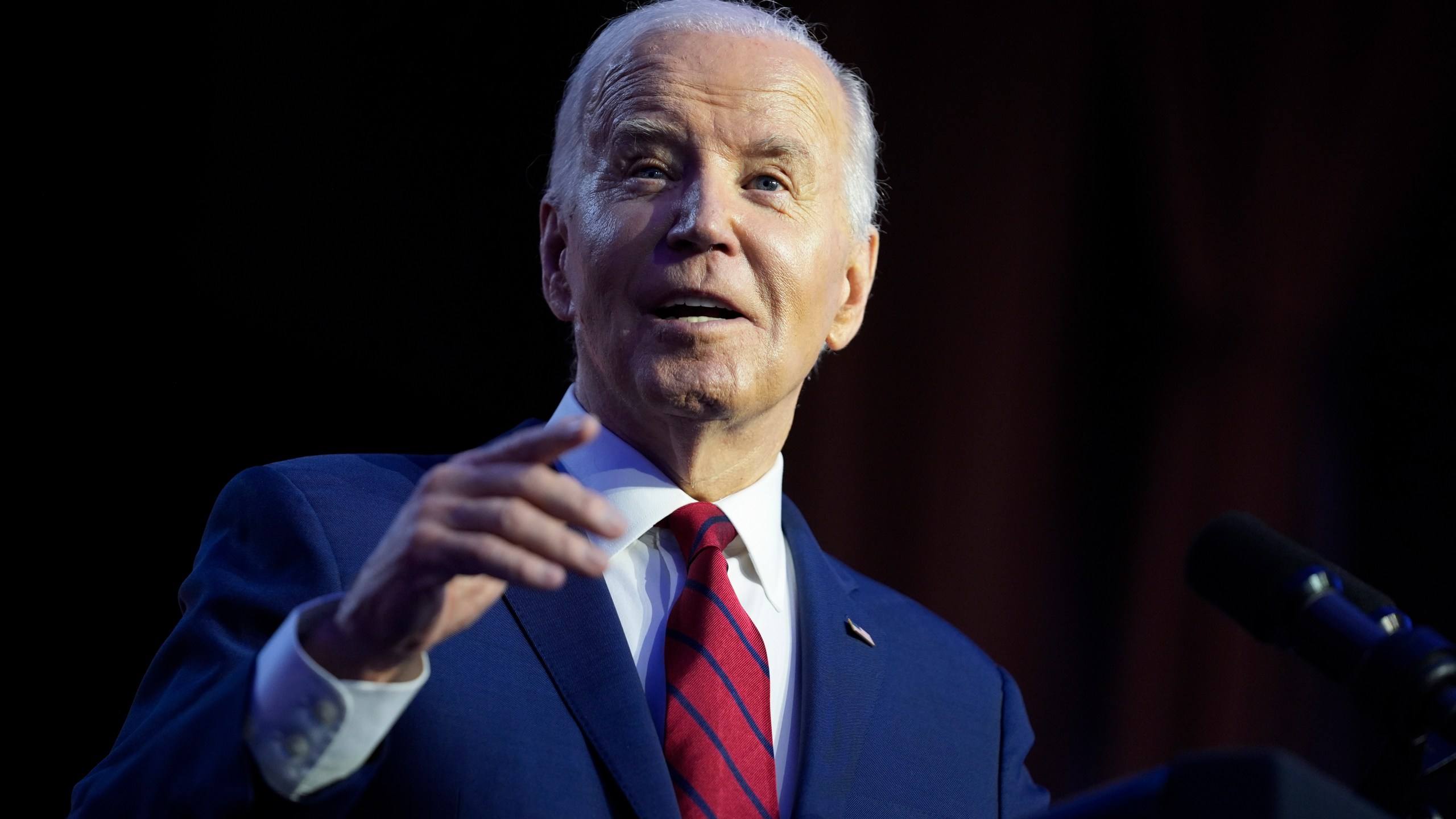President Joe Biden speaks to the North America's Building Trade Union National Legislative Conference, Wednesday, April 24, 2024, in Washington. (AP Photo/Evan Vucci)