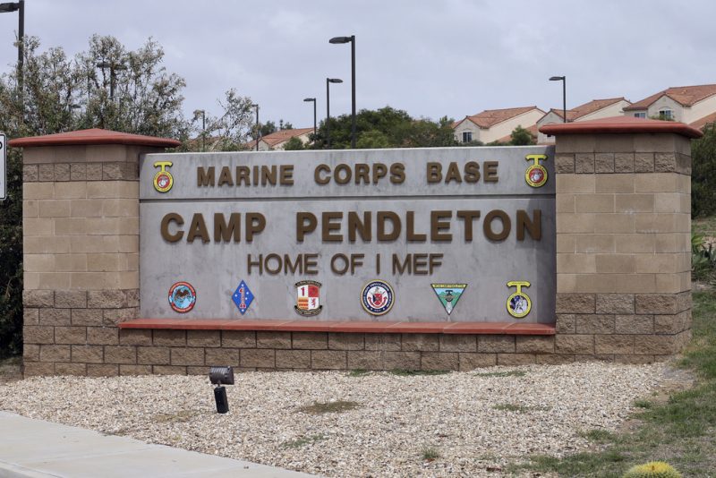 The Camp Pendleton military base sign