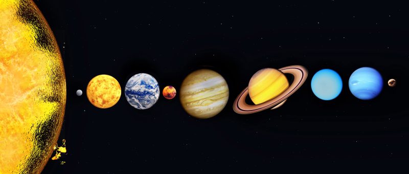 illustration of the solar system including Pluto
