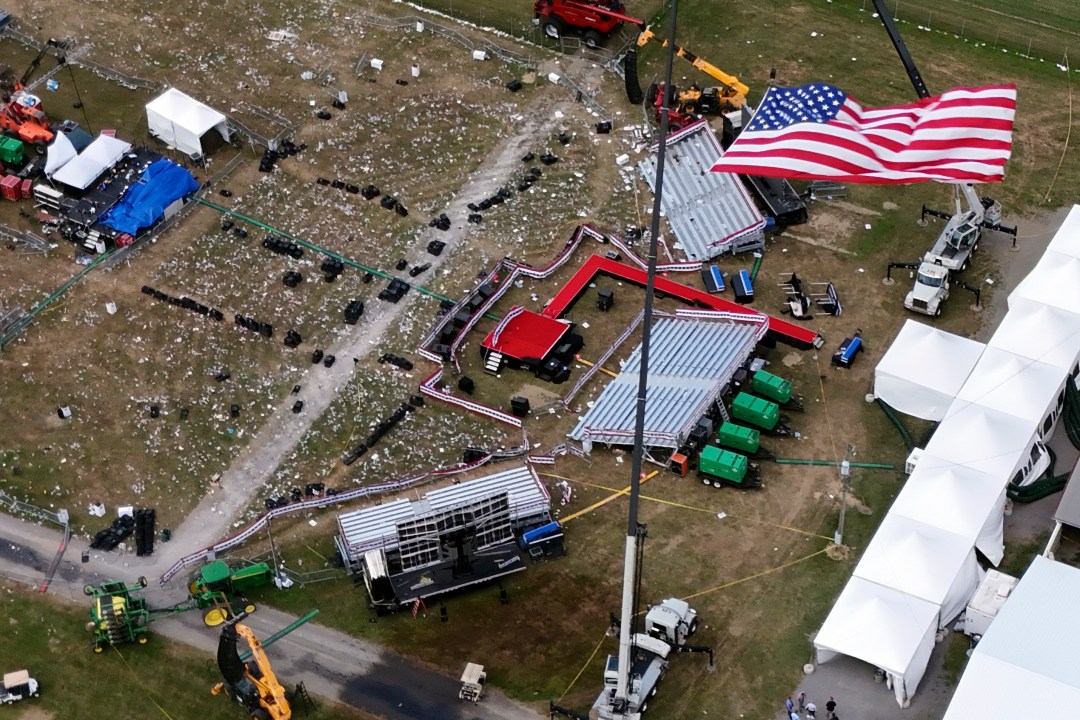 The Butler Farm Show, site of a campaign rally for Republican presidential candidate former President Donald Trump, is seen Monday July 15, 2024 in Butler, Pa. Trump was wounded on July 13 during an assassination attempt while speaking at the rally. (AP Photo/Gene J. Puskar)