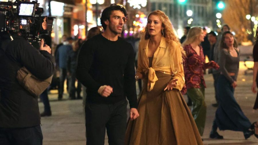 Justin Baldoni and Blake Lively are seen on the set of 'It Ends with Us.'