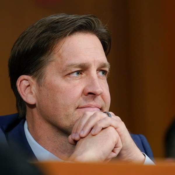 FILE - U.S. Sen. Ben Sasse, R-Neb., listens during a confirmation hearing for Supreme Court nominee Ketanji Brown Jackson before the Senate Judiciary Committee on Capitol Hill in Washington, March 23, 2022. (AP Photo/Alex Brandon, File)