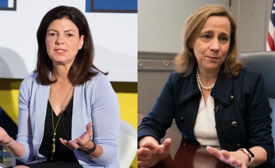 A split image showing Republican candidate for New Hampshire Governor Kelly Ayotte on the left and Democratic candidate Joyce Craig on the right. 