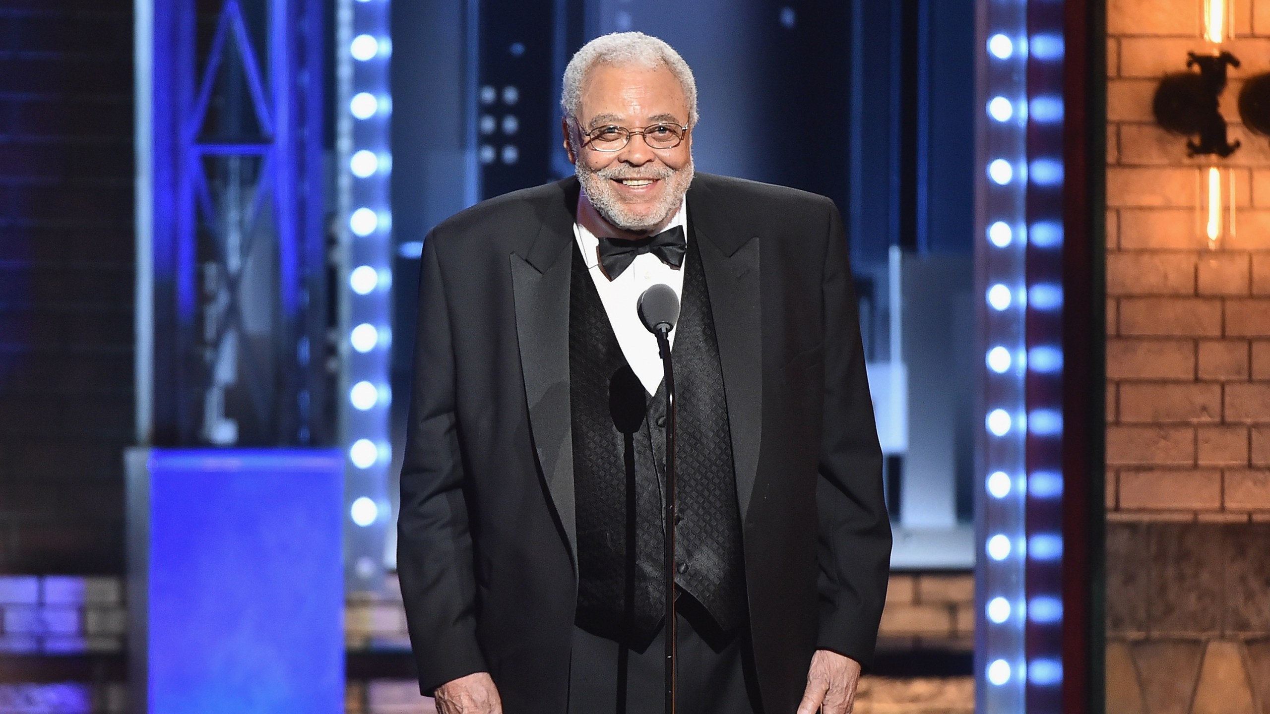 James Earl Jones is pictured accepting an award.