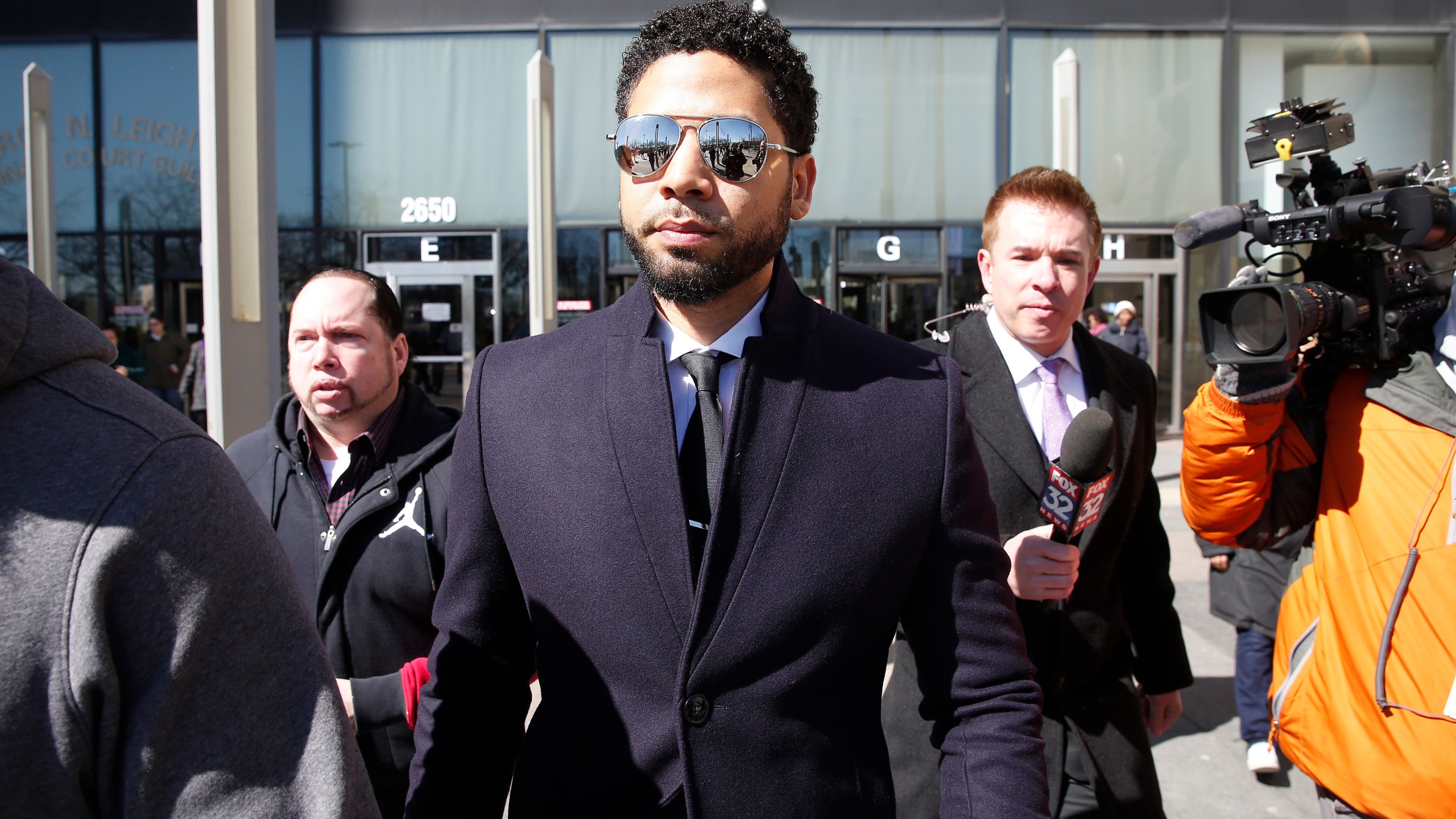 Actor Jussie Smollett leaves the Leighton Courthouse after his court appearance on March 26, 2019