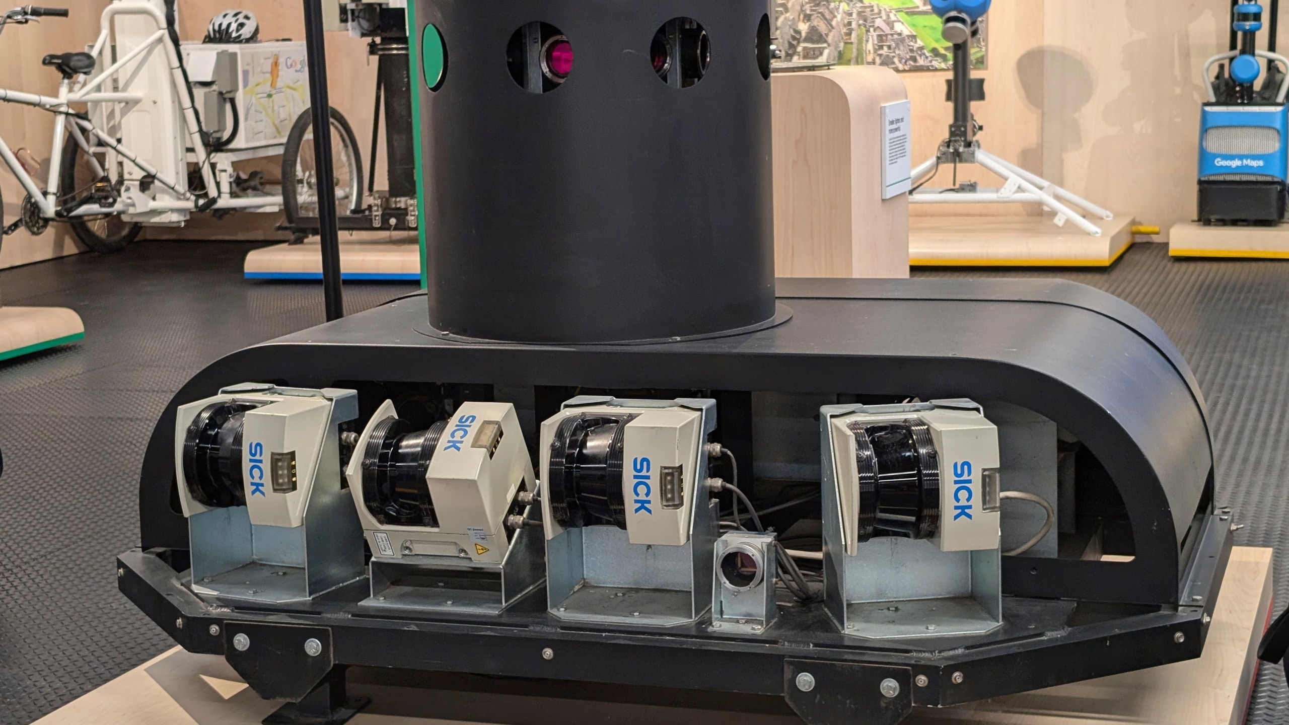 A 500-pound camera Google used to begin photographing the streets included in its digital maps during tests is displayed at Google's "Street View Garage" in Palo Alto, Calif., on Wednesday, Oct. 30, 2024. (AP Photo/Michael Liedtke)