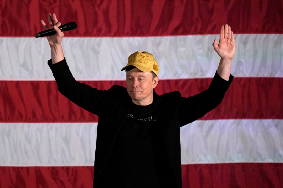 Elon Musk at a Donald Trump rally.