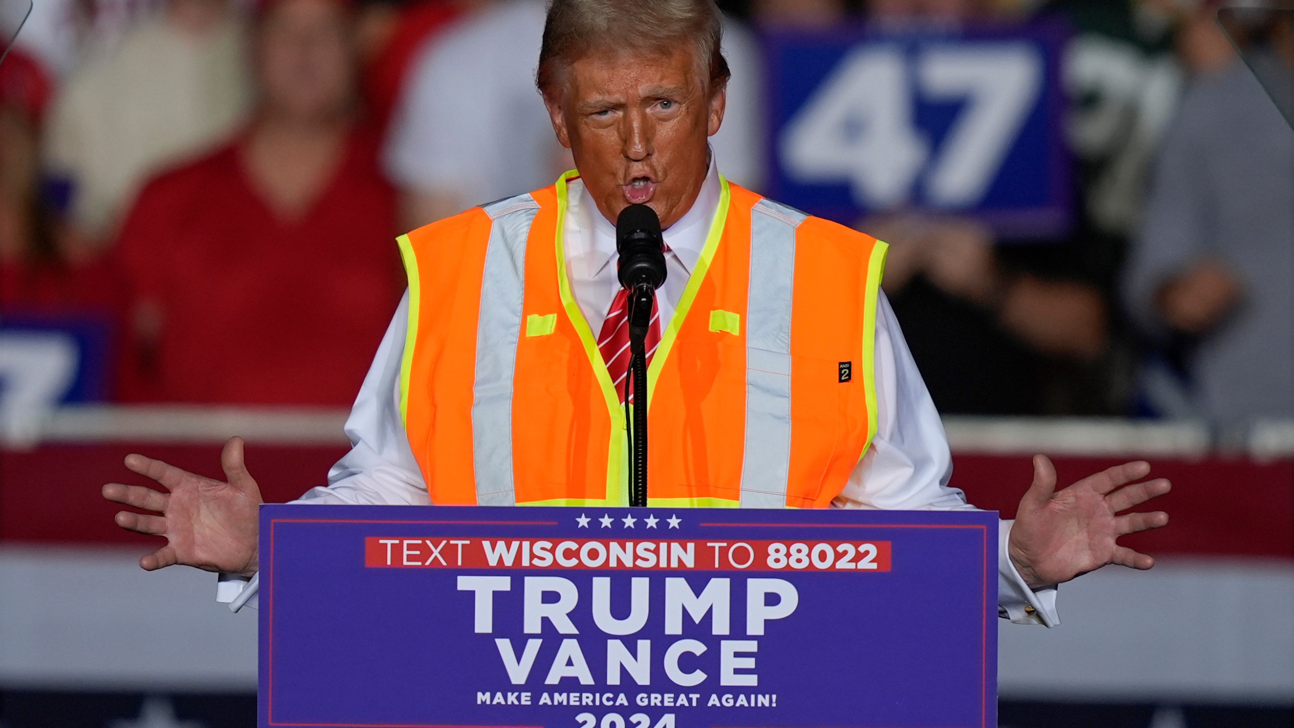 Republican presidential nominee former President Donald Trump speaks at a campaign rally at the Resch Center, Wednesday, Oct. 30, 2024, in Green Bay, Wis.