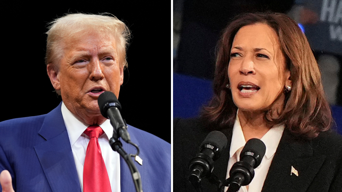 A composite photo of Donald Trump and Kamala Harris.