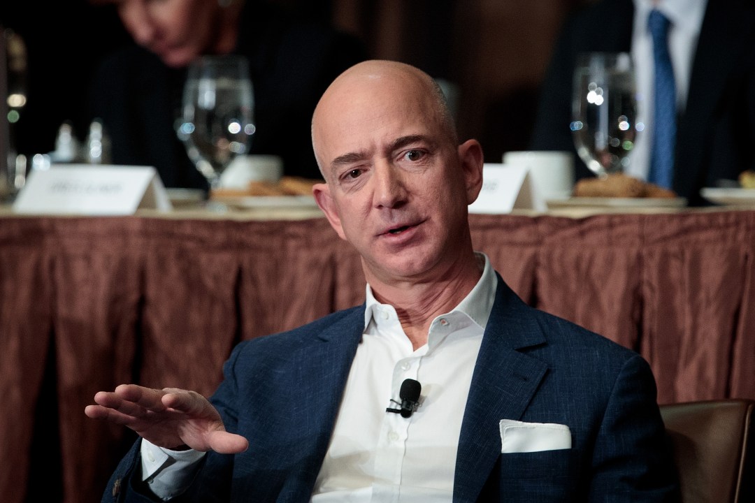 Jeff Bezos addresses the Economic Club of New York.
