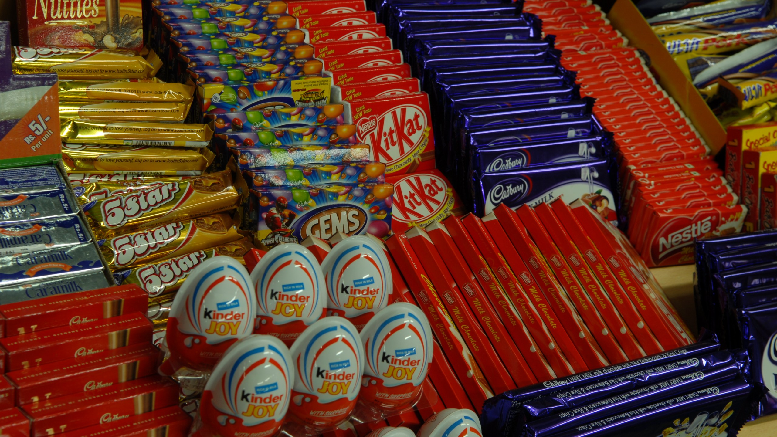 Chocolate products at a sweet shop in Bangalore India.