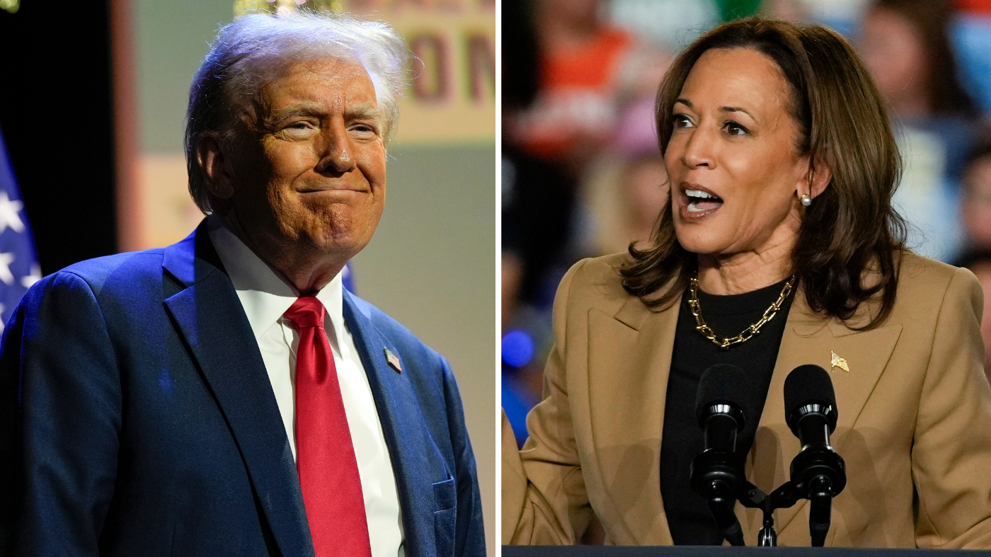 A composite photo of Donald Trump and Kamala Harris.
