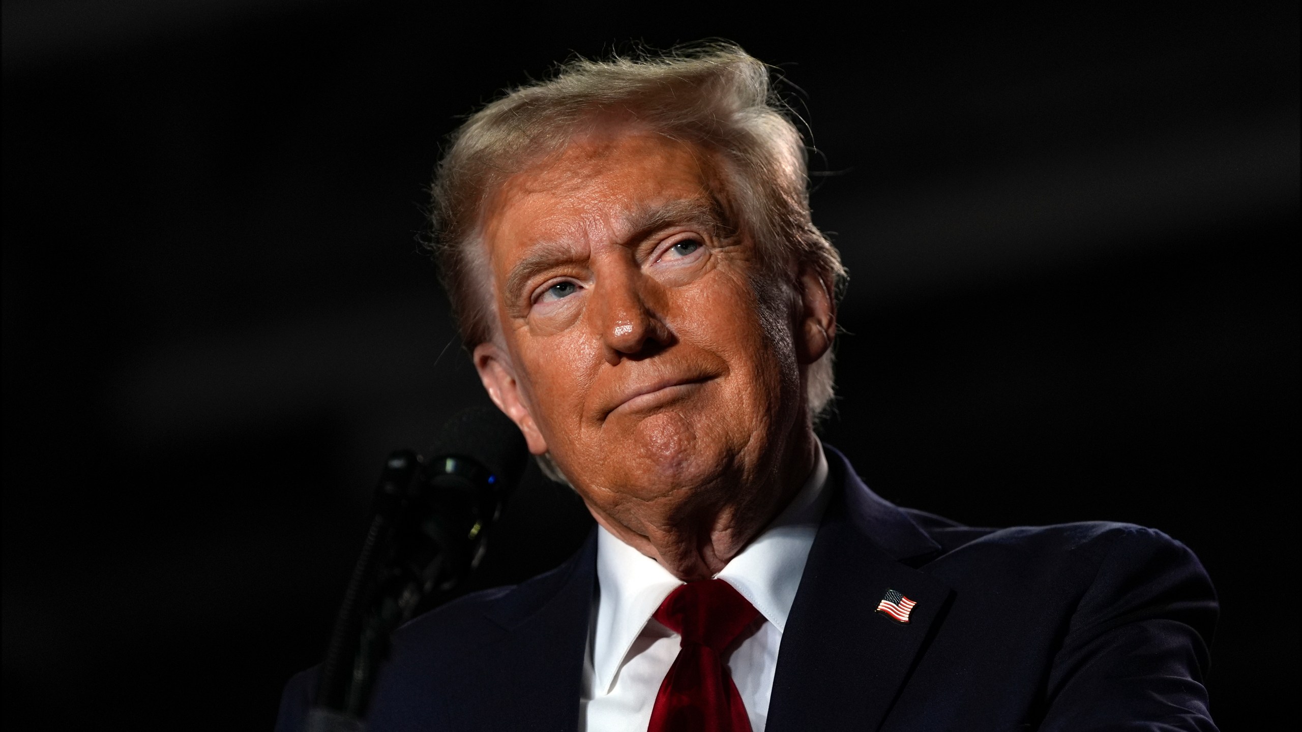 Republican presidential nominee former President Donald Trump speaks at a campaign rally at Macomb Community College, Friday, Nov. 1, 2024, in Warren, Mich. (AP Photo/Julia Demaree Nikhinson)