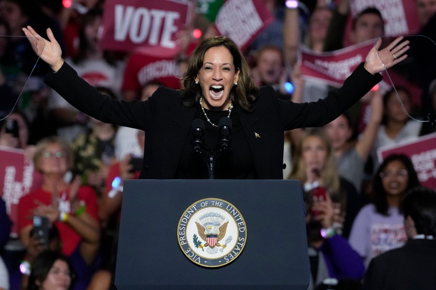 Kamala Harris at a rally in Wisconsin.