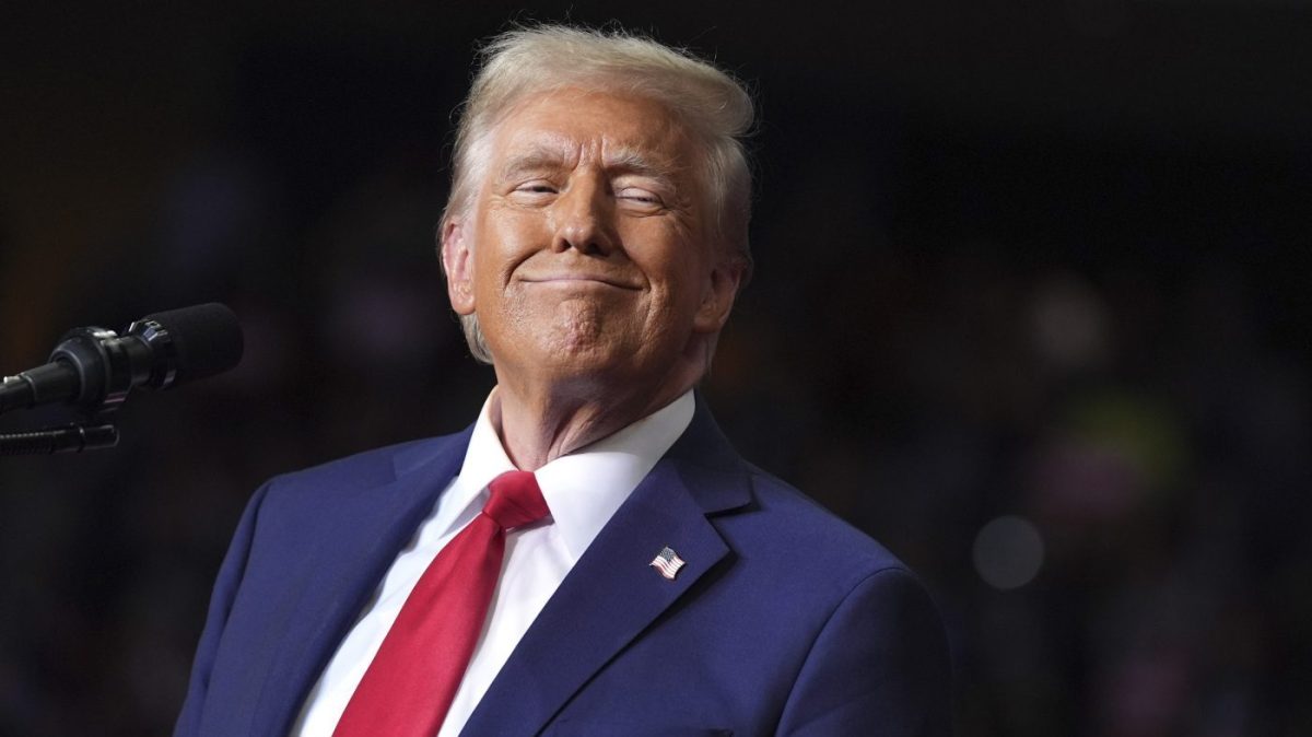 President-elect Donald Trump speaks at a campaign rally at PPG Paints Arena, Monday, Nov. 4.