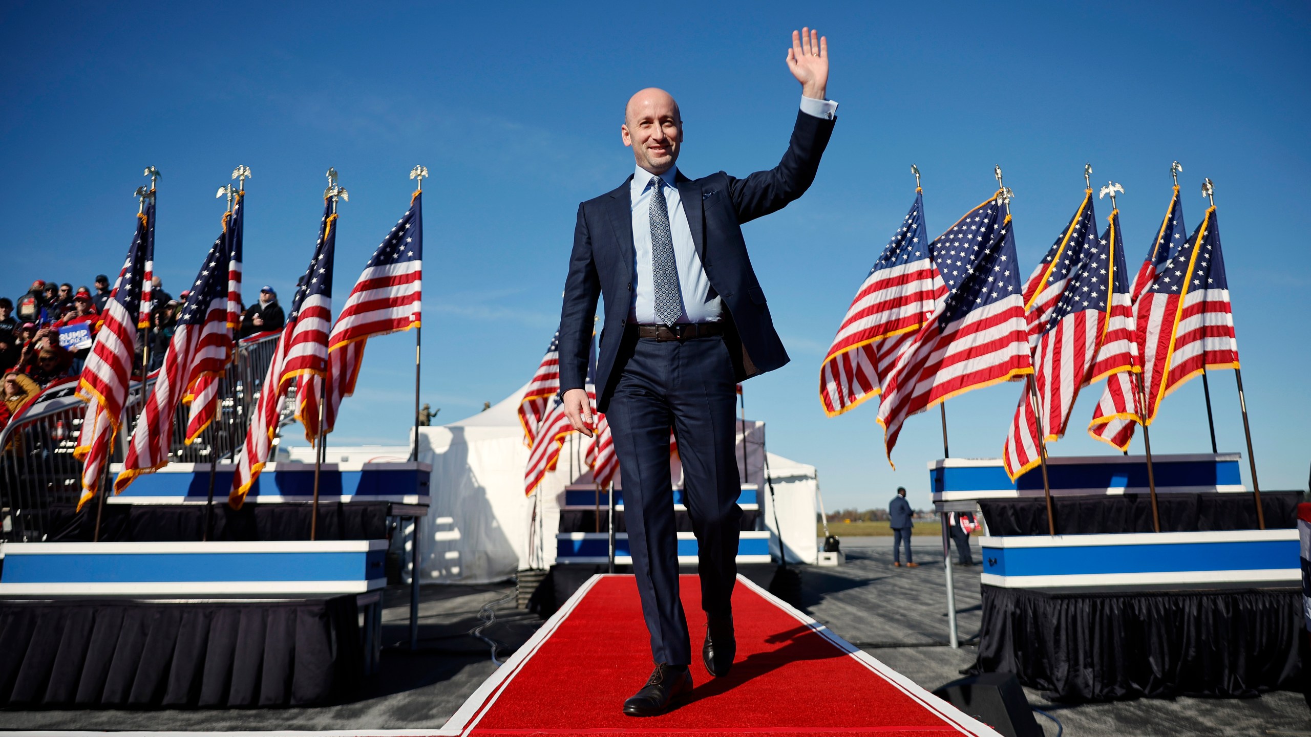 Former Senior White House Adviser Stephen Miller at Lancaster Airport in Pennsylvania on Nov. 3, 2024.