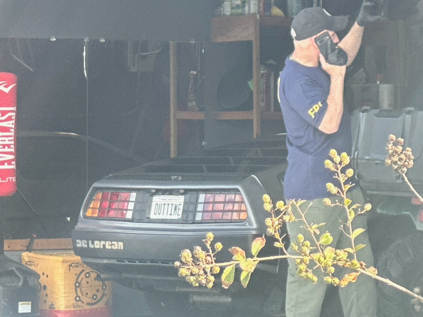 An agent near a garage.