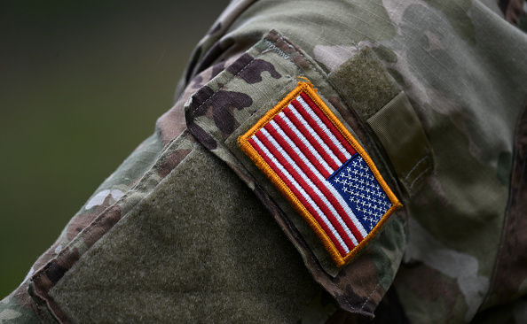 A US flag on a military uniform