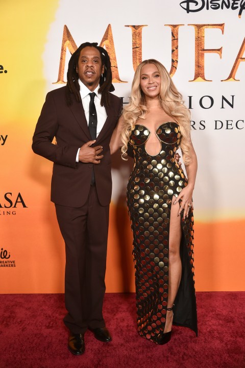 Jay-Z, left, and Beyoncé arrive at the premiere of "Mufasa: The Lion King" on Monday, Dec. 9, 2024, at the Dolby Theatre in Los Angeles. (Photo by Richard Shotwell/Invision/AP)