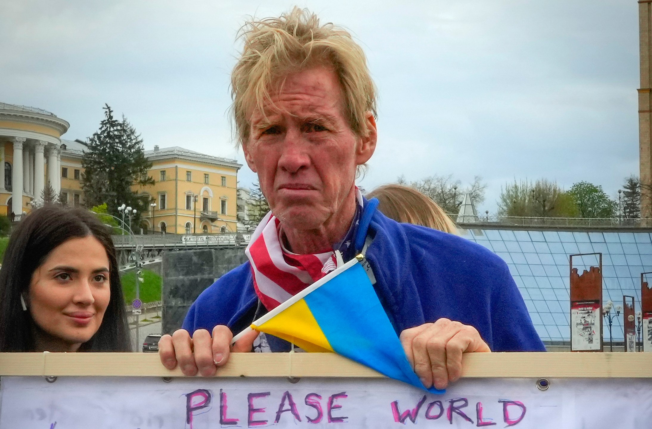 Ryan Wesley Routh takes part in a rally in central Kyiv, Ukraine