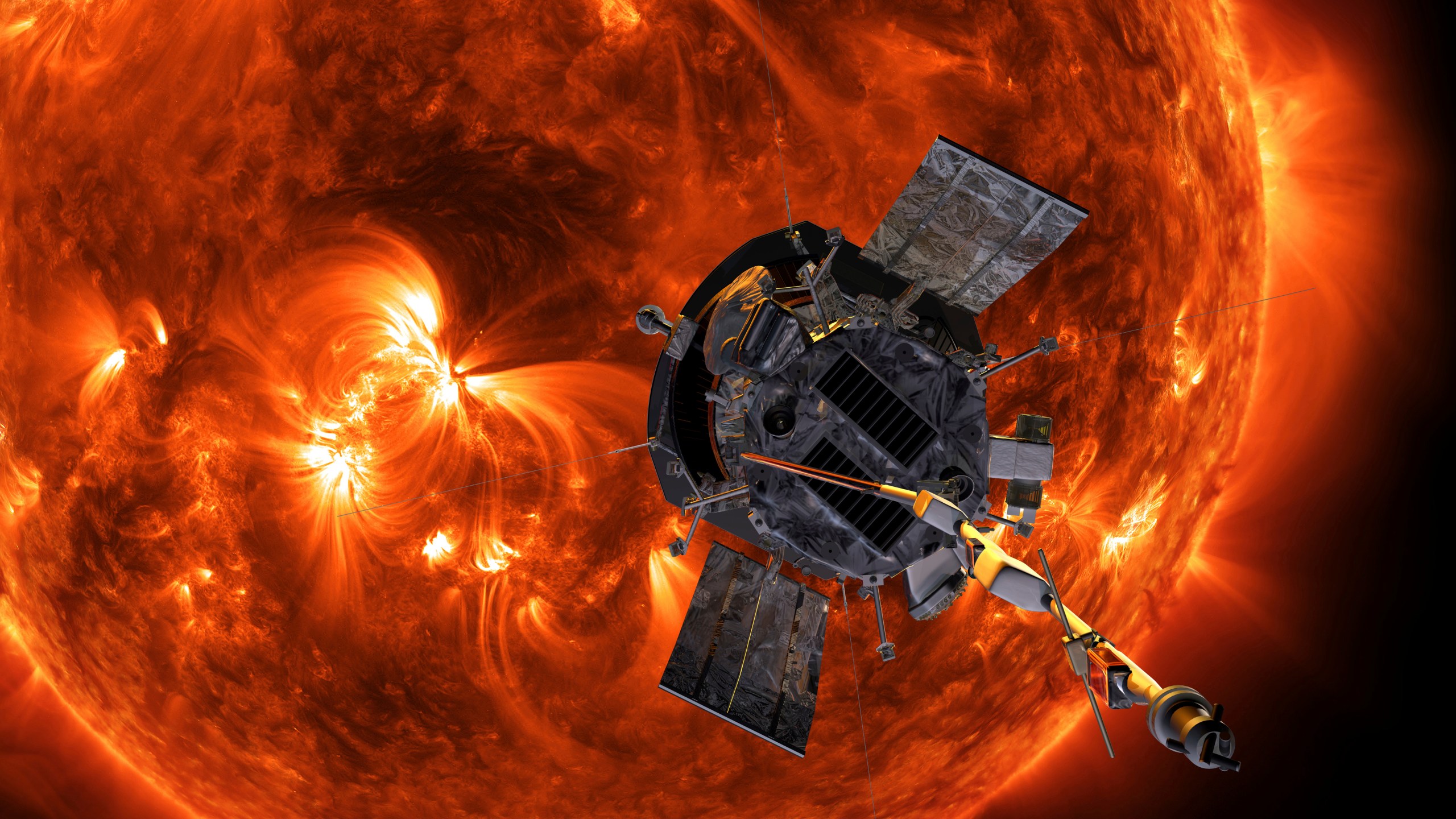 An artist's rendering of the Parker Solar Probe approaching the Sun.