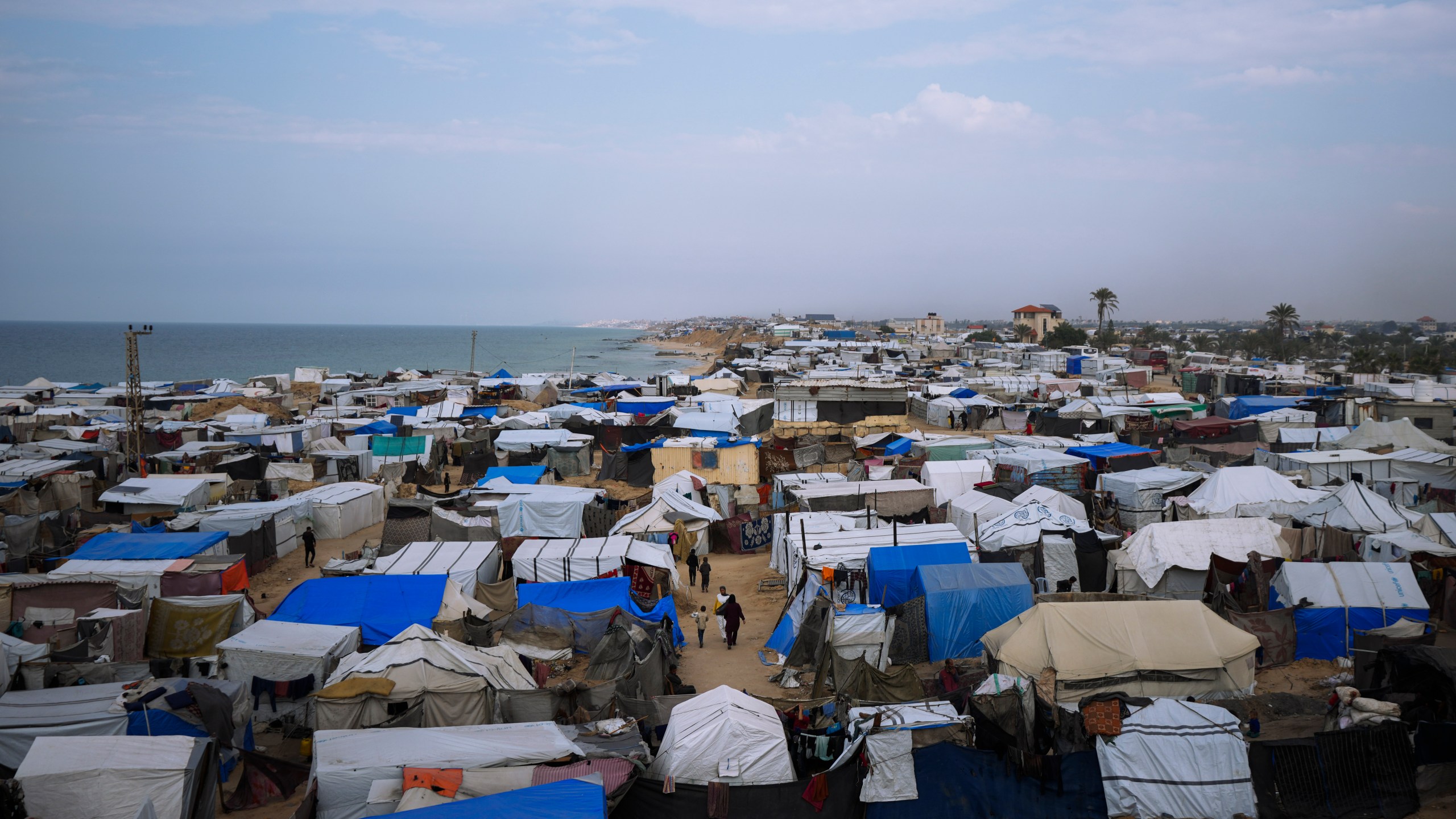 A view of a tent camp for displaced Palestinians in Khan Younis, Gaza Strip, Friday, Jan. 9, 2025. (AP Photo/Abdel Kareem Hana)