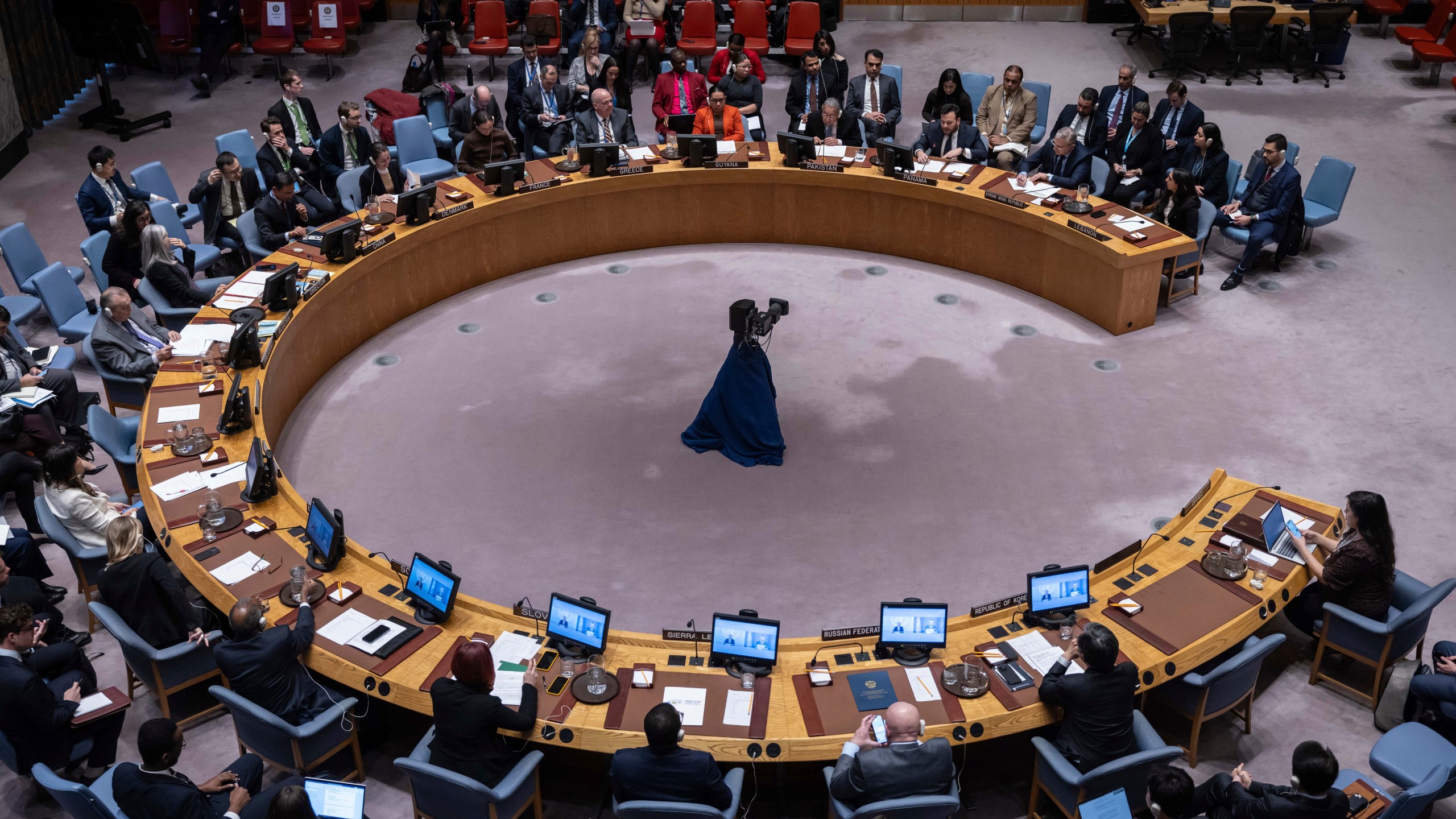A general view shows a Security Council meeting at the United Nations headquarters, Friday, Jan. 17, 2025. (AP Photo/Yuki Iwamura)