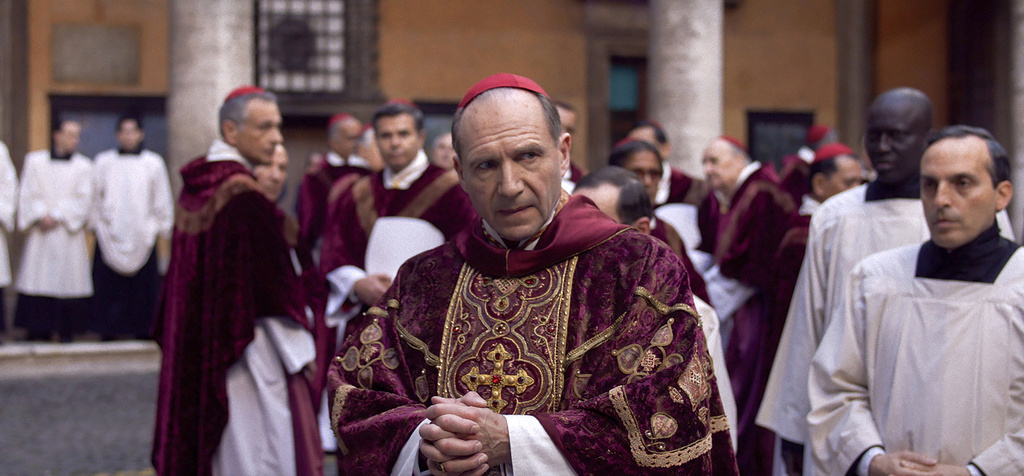 Ralph Fiennes in a scene from "Conclave."