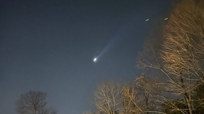A photo of what appears to be drones flying in the night sky