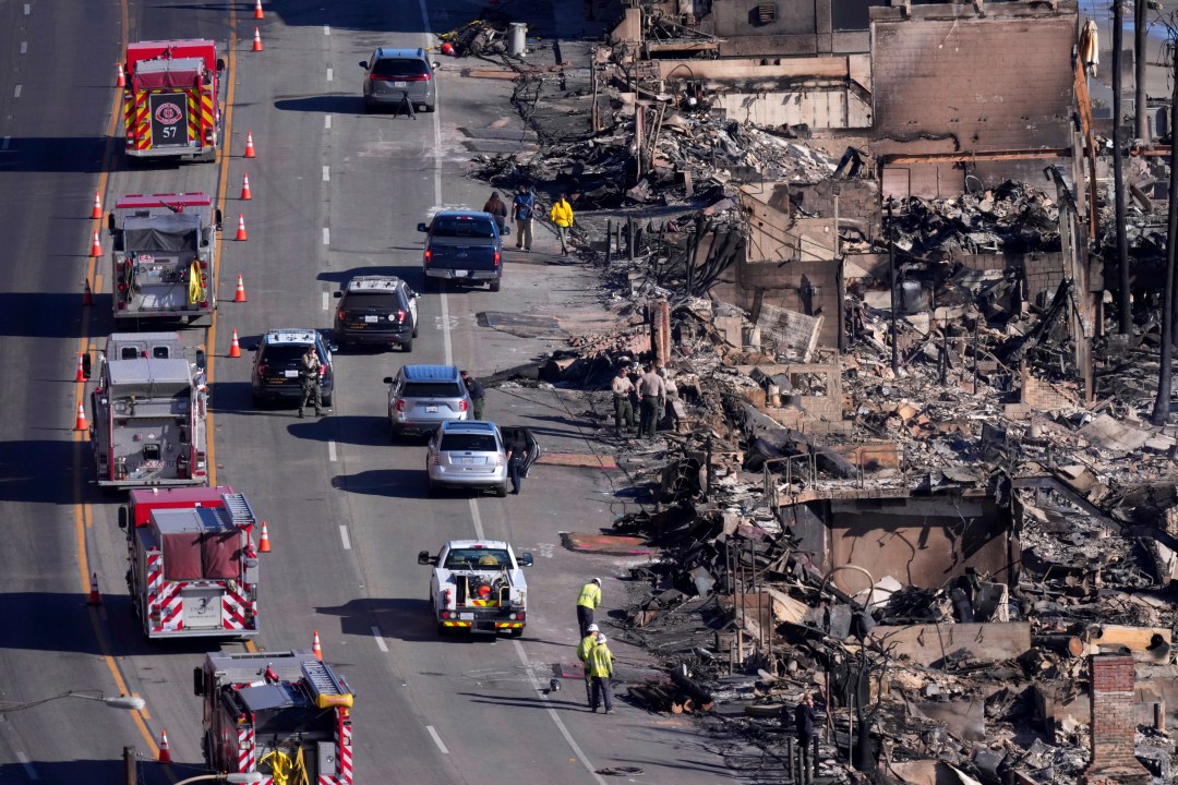 Homes in Los Angeles are seen burned by the Palisades fire.