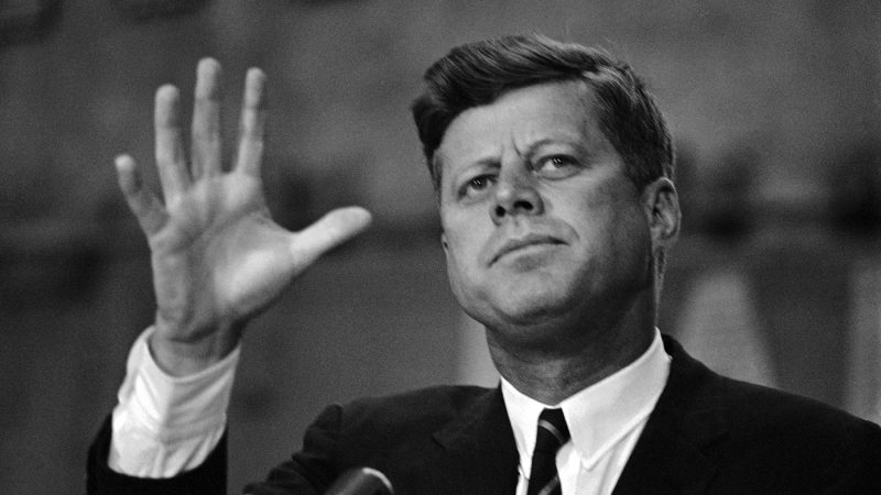 John F. Kennedy gestures during a speech