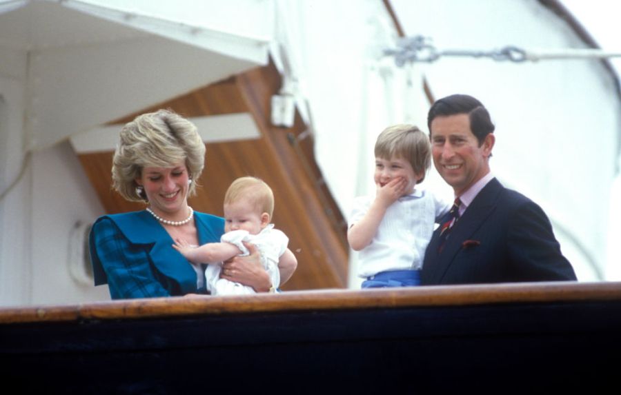 Charles and Diana with young sons Harry and William in Venice
