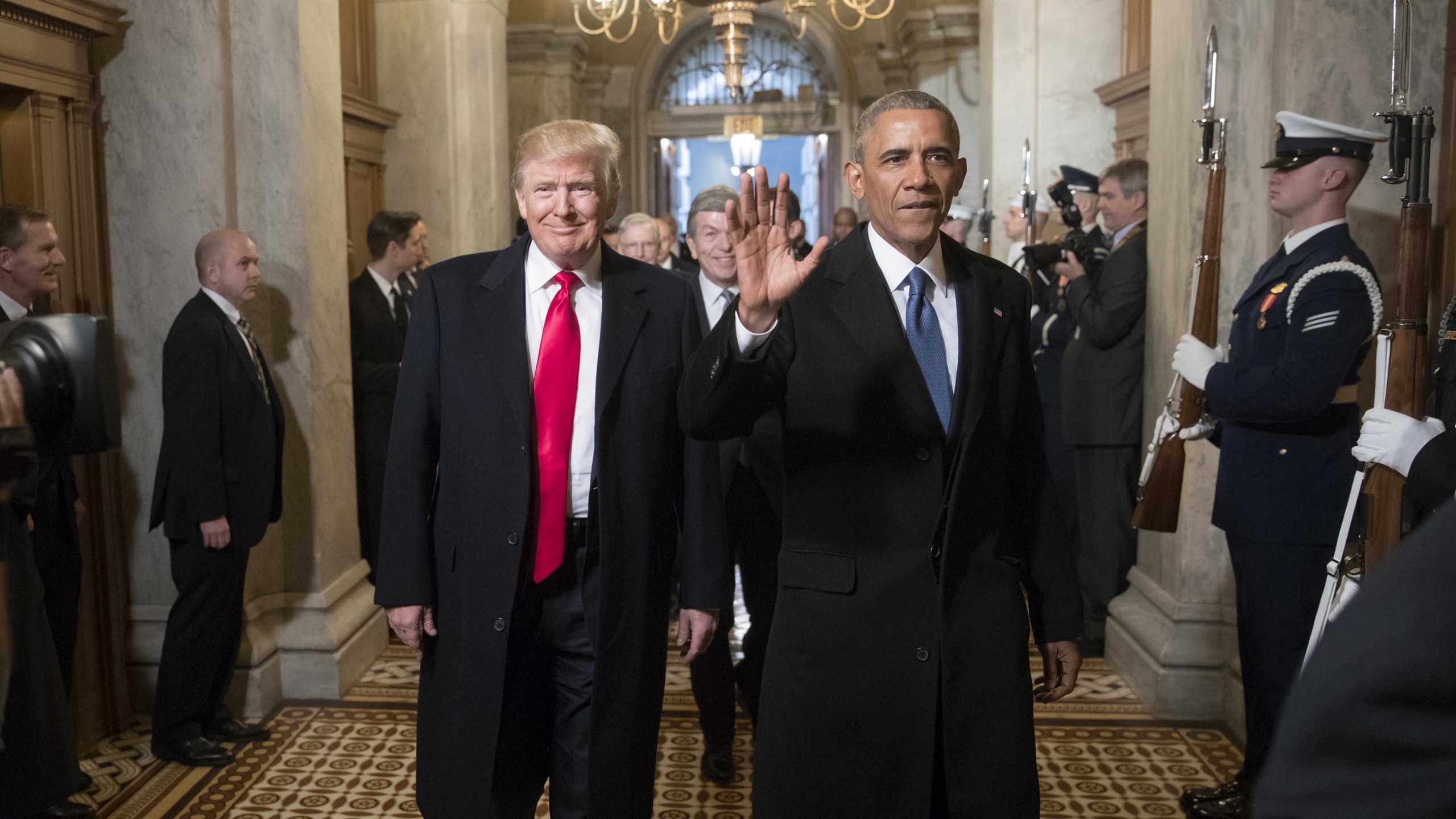 Former President Barack Obama and President-elect Donald Trump are pictured.